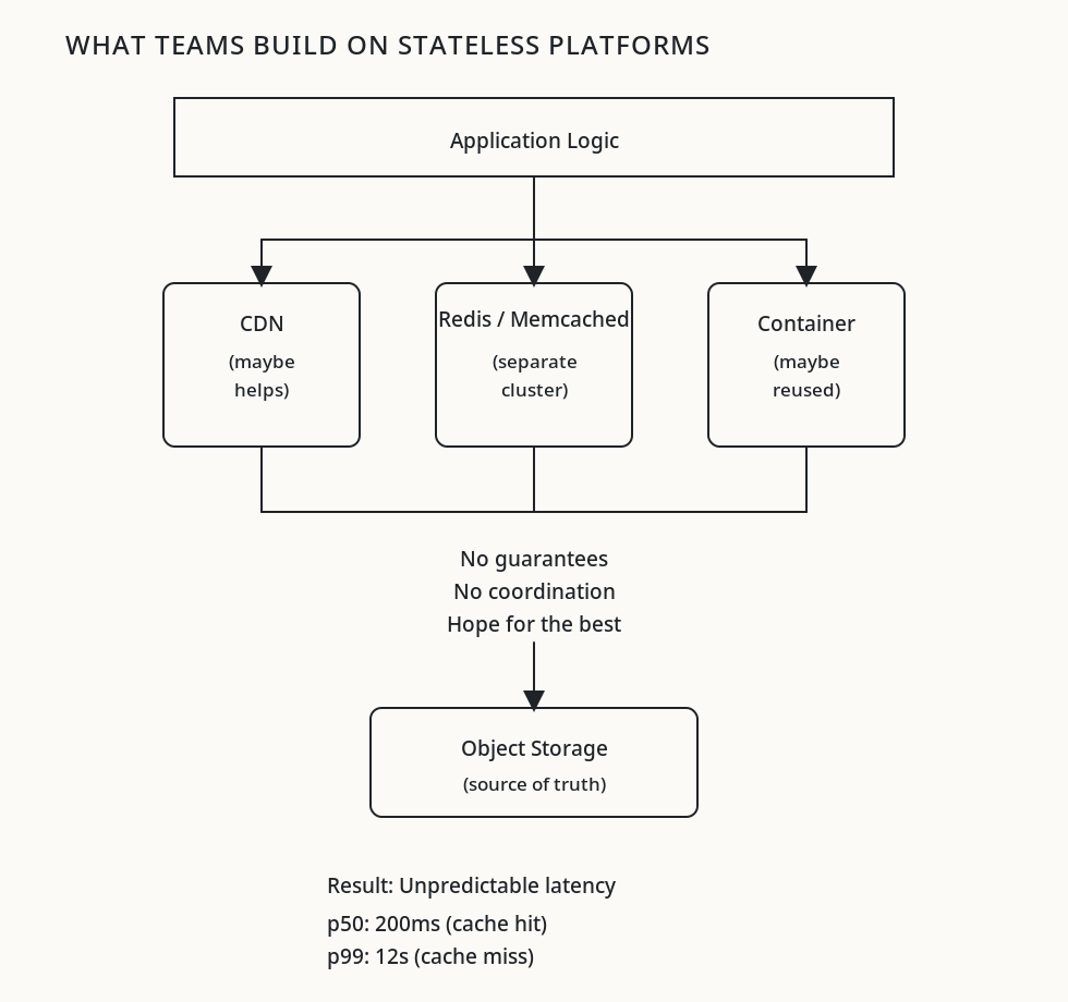 Diagram showing accidental state in stateless platforms